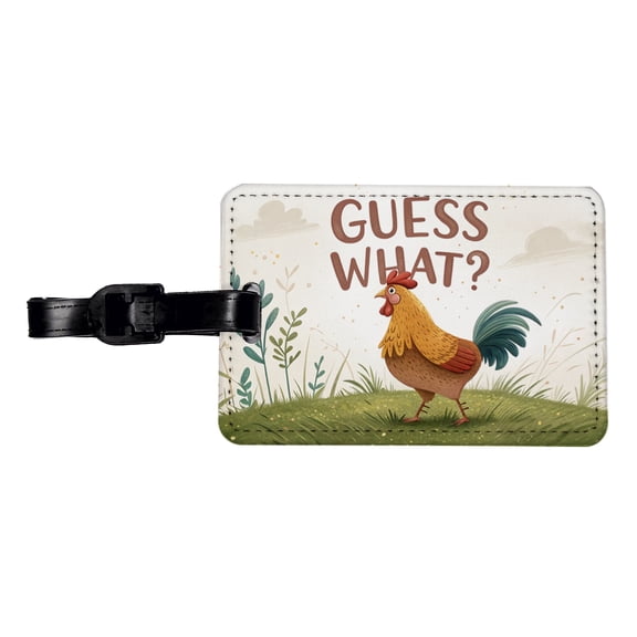 Guess What Chicken Butt Funny Cartoon Faux Leather Travel Luggage Tag