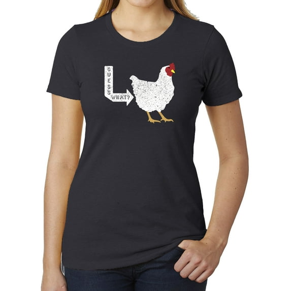 Guess What, Chicken Butt Funny Ladies T-shirts, Sarcastic T-shirts for Women - Charcoal MH200WFUN S5 XS