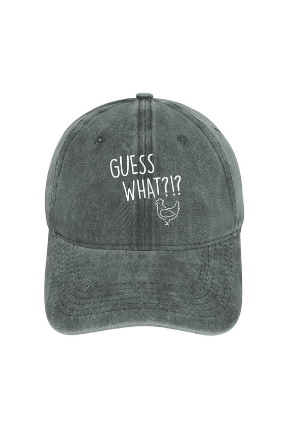 Guess What Chicken Butt Gray Baseball Cap for Men Women, Adjustable Snapback Hats Cotton Hat