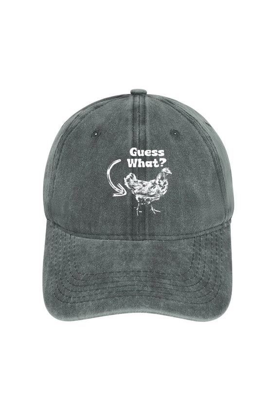 Guess What Chicken Butt Gray Baseball Cap for Men Women, Adjustable Snapback Hats Cotton Hat