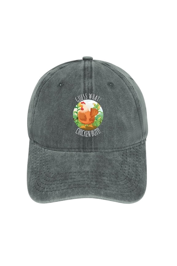 Guess What Chicken Butt Gray Baseball Cap for Men Women, Adjustable Snapback Hats Cotton Hat