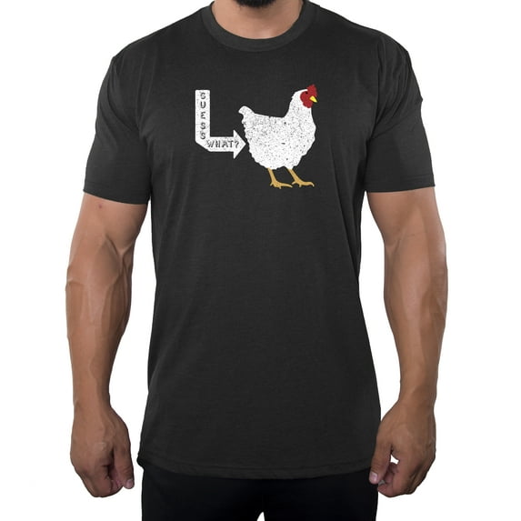 Guess What, Chicken Butt Men's T-shirts, Funny Graphic Tees - Charcoal MH200FUN S5 S