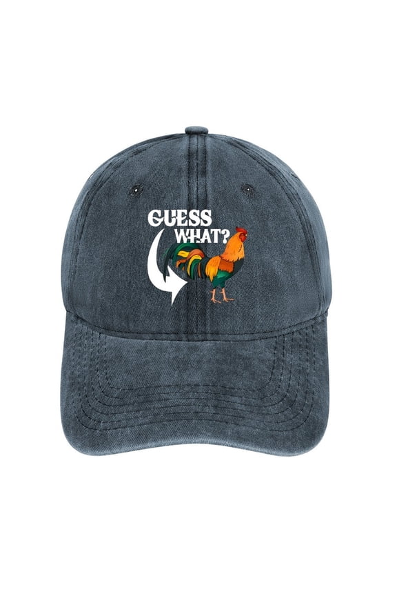 Guess What Chicken Butt Navy Baseball Cap for Men Women, Adjustable Snapback Hats Cotton Hat