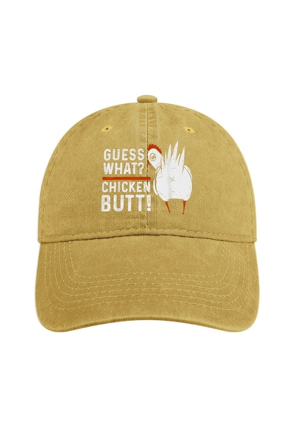 Guess What Chicken Butt Sand Colour Baseball Cap for Men Women, Adjustable Snapback Hats Cotton Hat