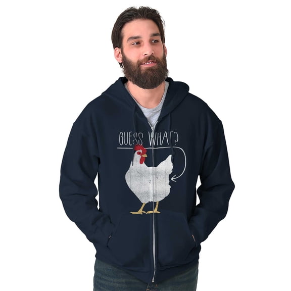 Guess What Chicken Butt Silly Joke Unisex Fleece Graphic Zip Up Hoodie Brisco Brands 5X