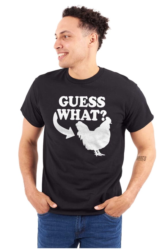 Guess What Chicken Funny Sarcastic Plus Size Crewneck Graphic Tee Shirt Brisco Brands 2X