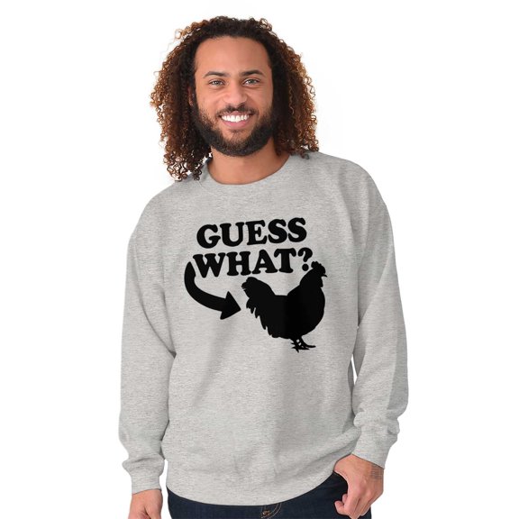 Guess What Chicken Funny Sarcastic Unisex Plus Fleece Graphic Sweatshirt Brisco Brands 2X