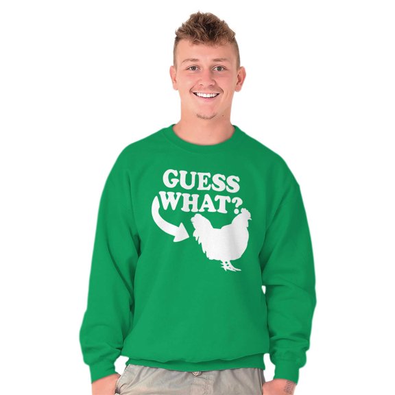 Guess What Chicken Funny Sarcastic Unisex Plus Fleece Graphic Sweatshirt Brisco Brands 3X