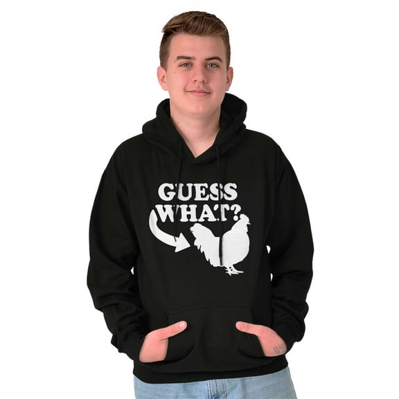 Guess What Chicken Funny Sarcastic Unisex Plus Fleece Graphic Hoodie Brisco Brands 2X