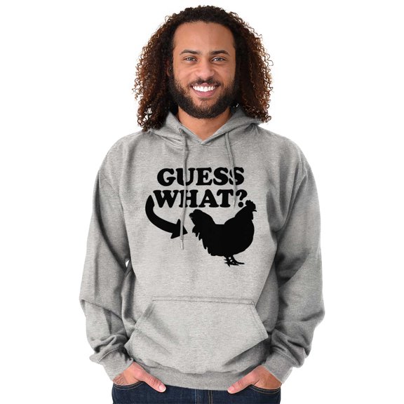 Guess What Chicken Funny Sarcastic Unisex Plus Fleece Graphic Hoodie Brisco Brands 3X