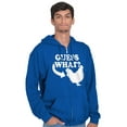 thumbnail image 1 of Guess What Chicken Funny Sarcastic Unisex Plus Size Zip Hoodie Brisco Brands 2X, 1 of 6