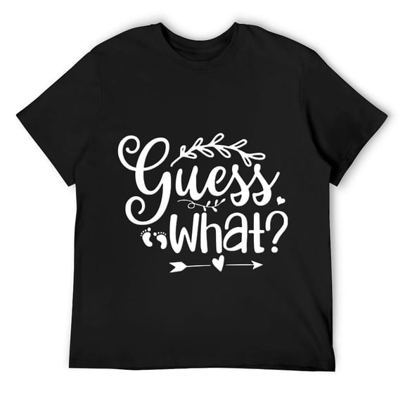 Guess What I'm Pregnant Pregnancy Announcement Baby Bump Short Sleeve T-Shirt Black 3XL