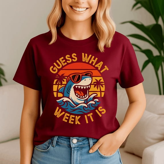 Guess What Week It Is Shark Lover 2025 Ocean, Funny Shark Week Shirt, Shark Lover Summer, Beach Vacation TShirt, Ocean Animal