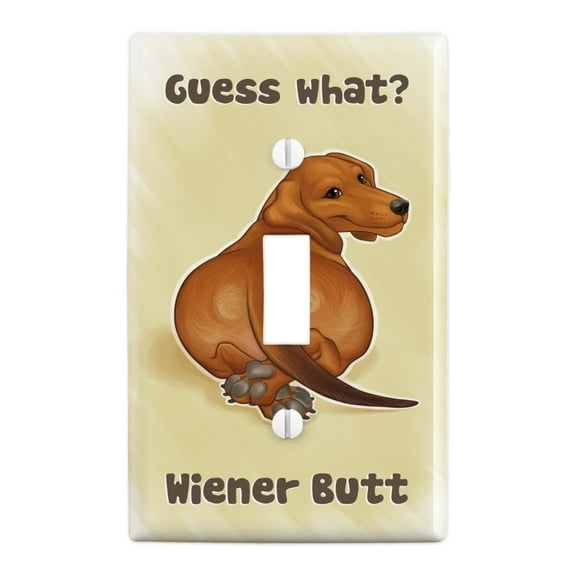 Guess What Wiener Dog Butt Dachshund Funny Plastic Wall Decor Toggle Light Switch Plate Cover