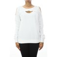 thumbnail image 1 of Guess White Long-Sleeve Studded Cutout Crop Sweater S, 1 of 1