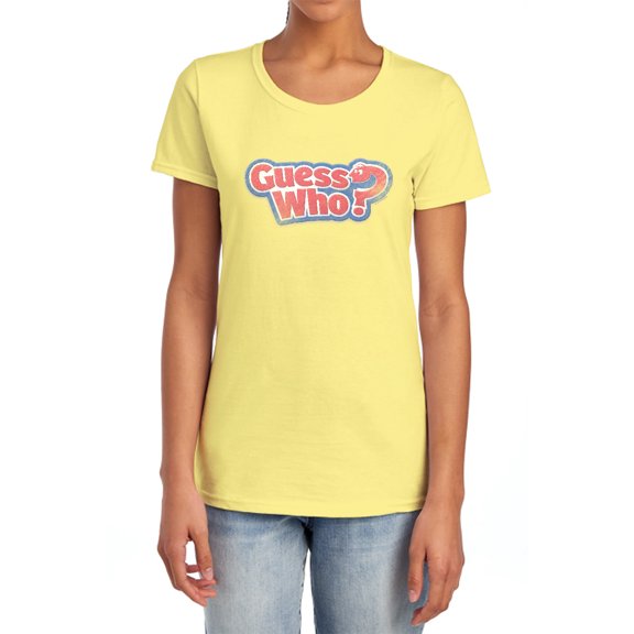 Guess Who Guess Who Distressed Logo Women's T Shirt, Banana, Medium