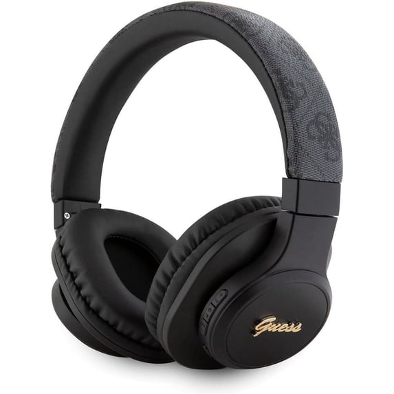 Guess Wireless Headphones PU Leather 4G Tone on Tone Script Logo Black & Grey - GUBH604FEMK