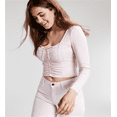 thumbnail image 1 of Guess Women's  Cory Ruched Crop Top Pink Size M, 1 of 3