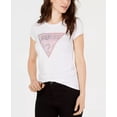 thumbnail image 1 of Guess Women's Crewneck Glitter Graphic T-Shirt White Size X-Large, 1 of 3