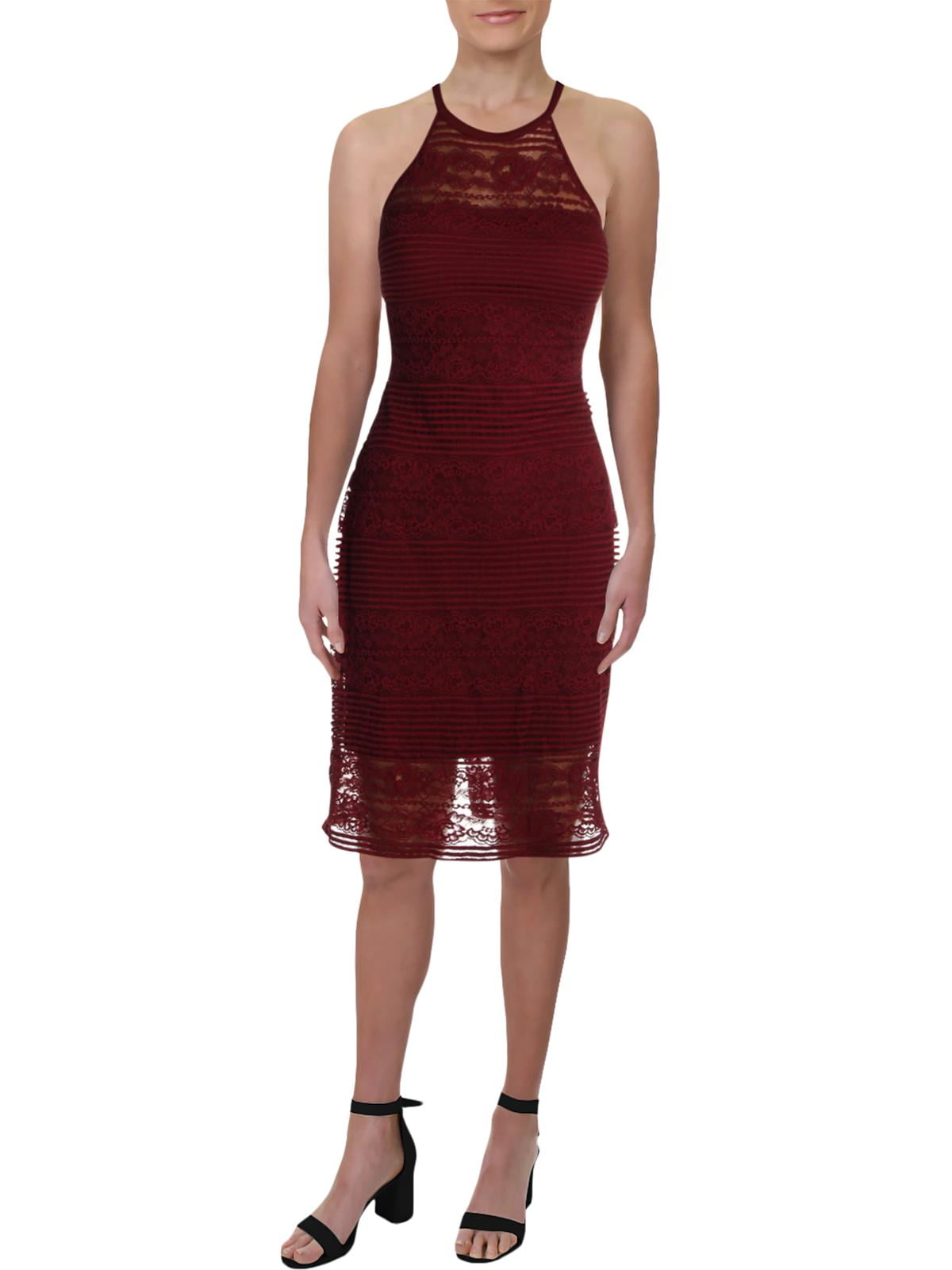 Guess Women s Illusion Halter Dress 6 Wine Walmart