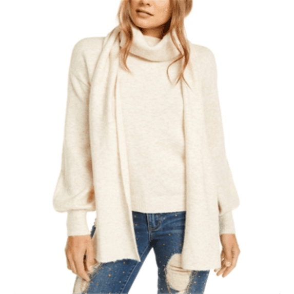 Guess Women's Scarf Turtleneck Sweater Brown Size Small