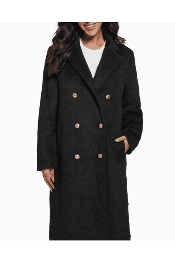 Women's Textured Double-Breasted Notched-Collar Coat, XS