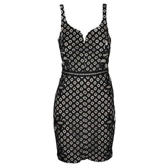 Guess Womens Black Sleeveless Lace Sheath Dress 2