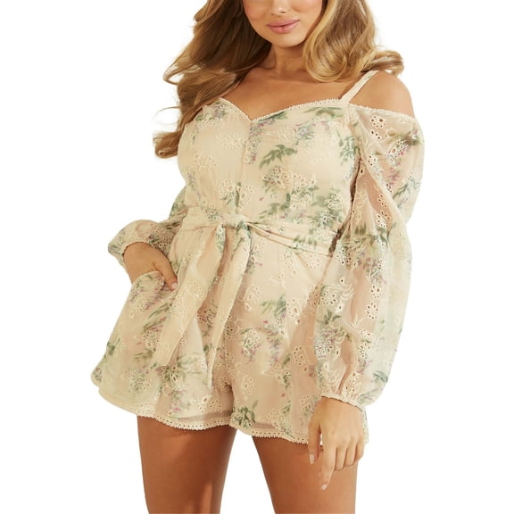 Guess Womens Chiffon Lace-Up Romper