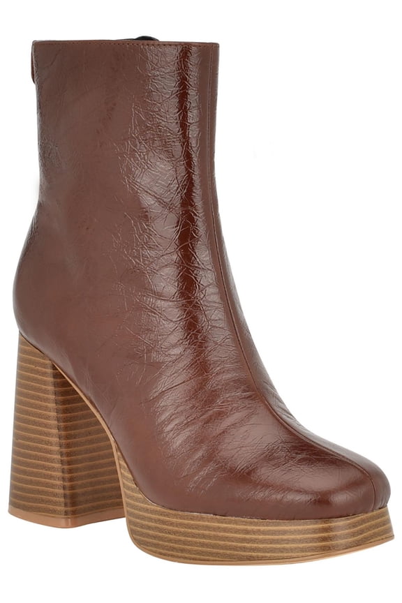 Womens DANCA3 Patent Leather Block Heel Ankle Boots