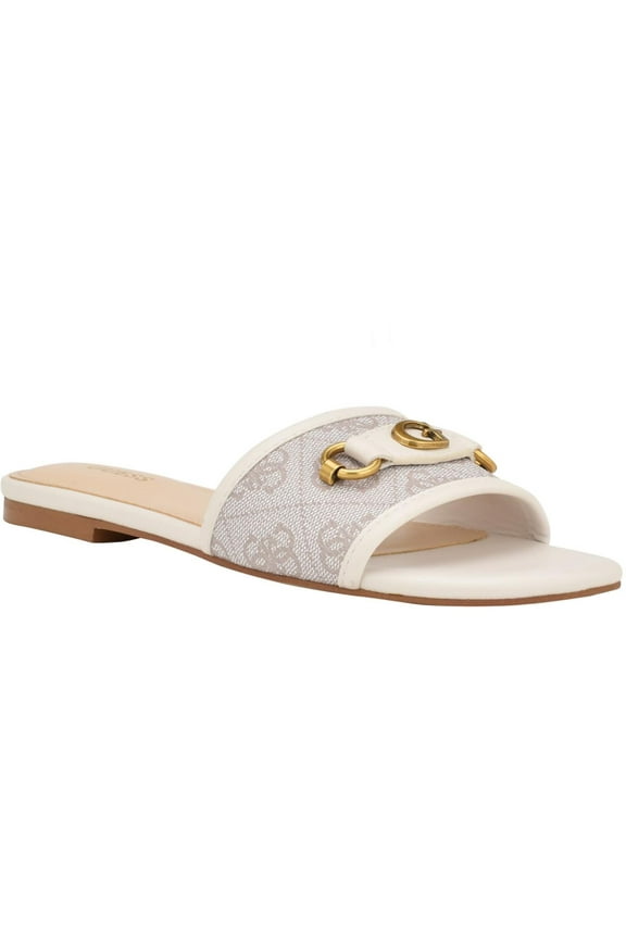 Womens Faux Leather Slip On Slide Sandals