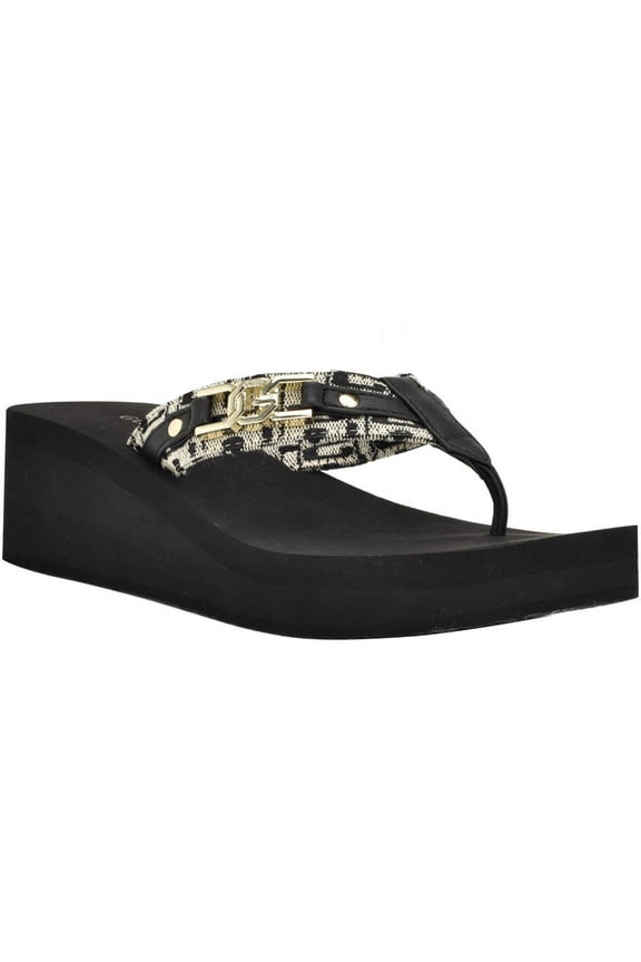 Womens Faux Leather Wedge Slide Sandals