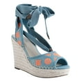 thumbnail image 1 of Guess Womens Halona Denim Peep Toe Wedge Sandals, 1 of 3