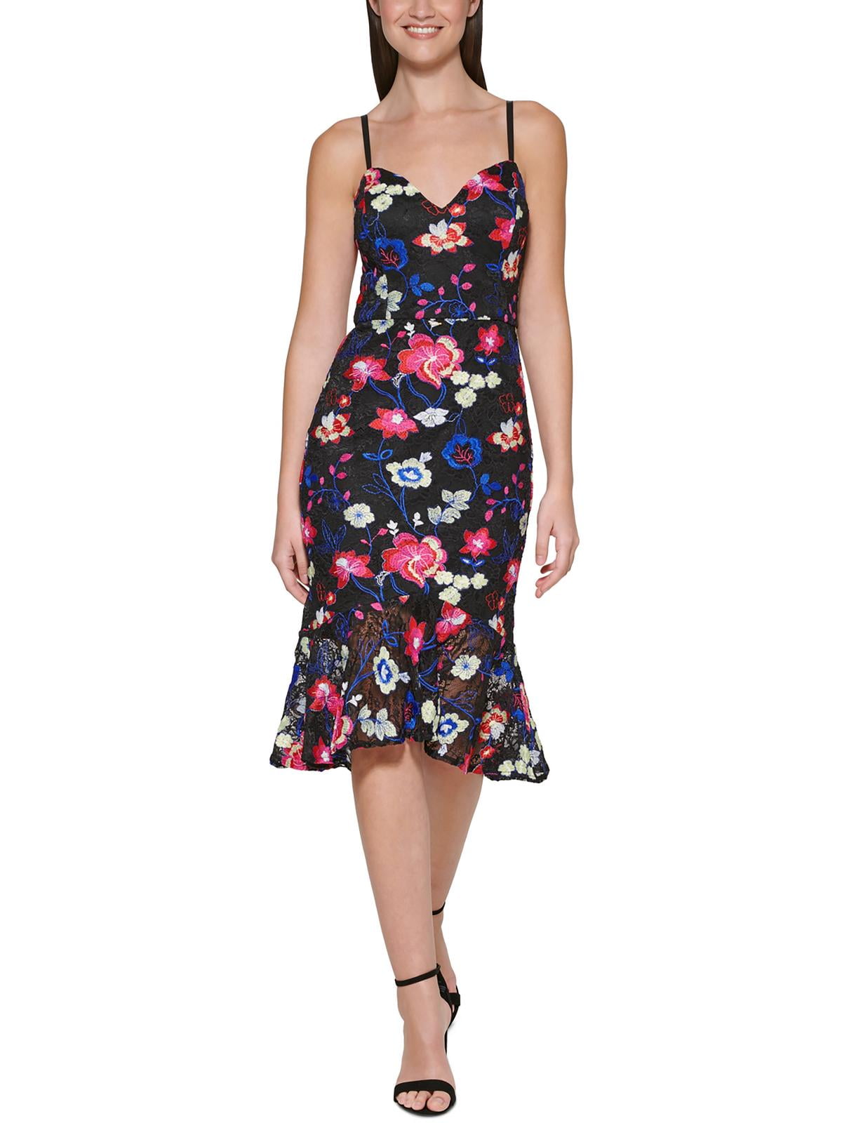 White Ml Monique Lhuillier Floral Lace Midi Dress Guess Womens Lace Midi  Midi Dress