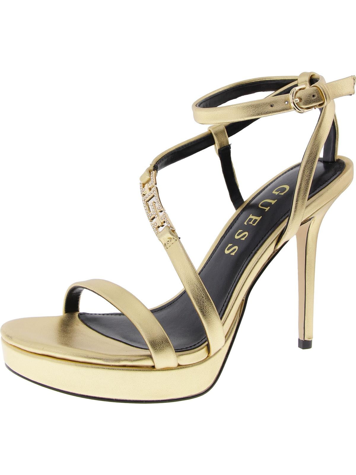 GUESS Women's Lucier Heeled Sandal – Strappy Stiletto With Sparkle Logo
