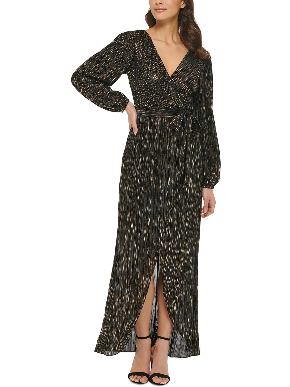 guess metallic dress Guess Womens Metallic Faux Wrap Maxi Dress