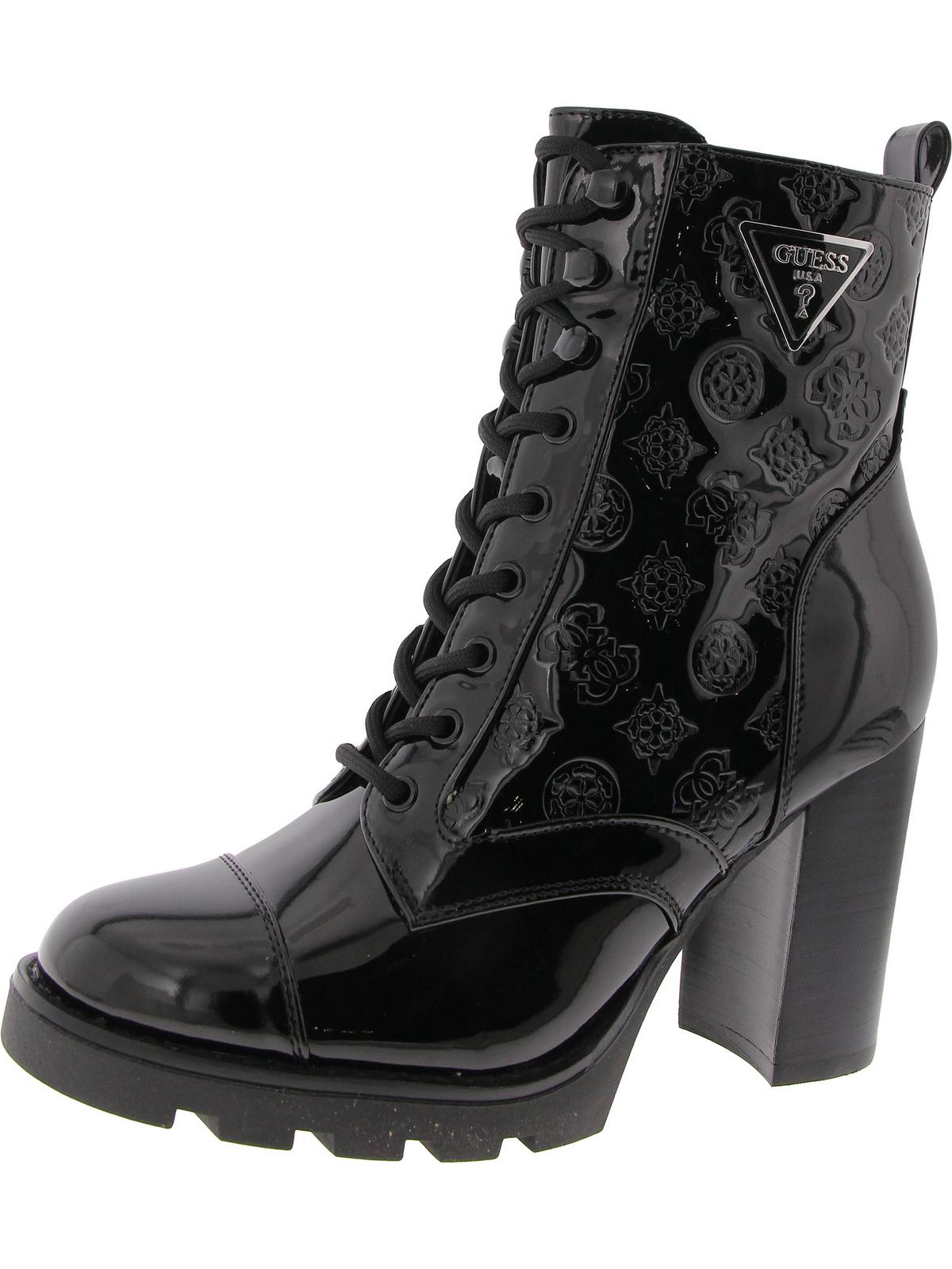 Guess Womens Neadyn 3 Patent Floral Combat & Lace-Up Boots  display picture 2