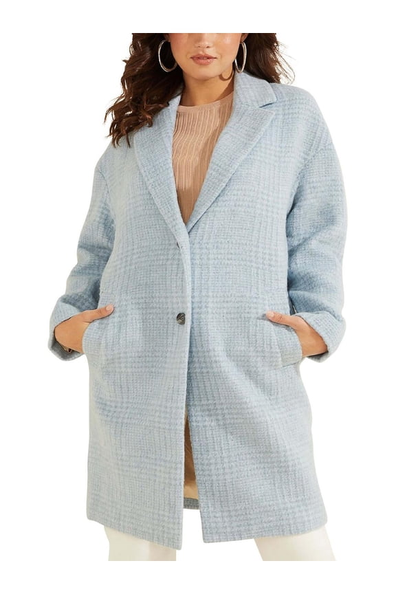 Womens Notched Collar Midi Overcoat