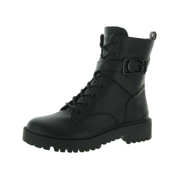 Guess Womens Orana Zipper Faux Leather Combat & Lace-up Boots