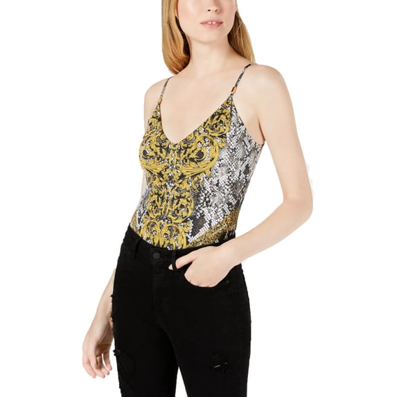 Guess Womens Rae Printed Spaghetti Straps Bodysuit