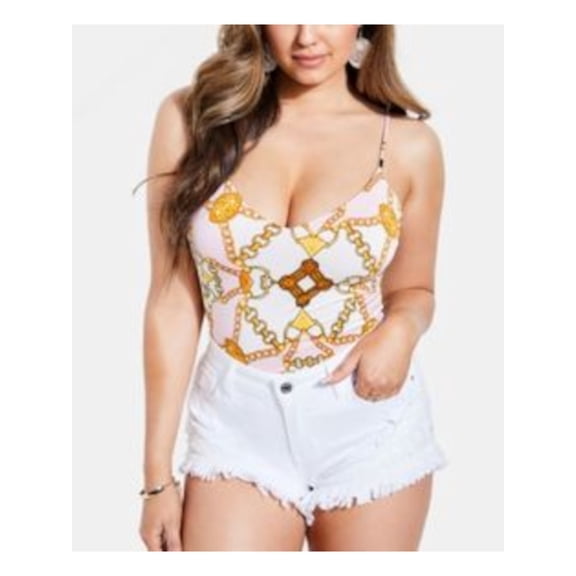 Guess Womens Rae Printed Spaghetti Straps Bodysuit