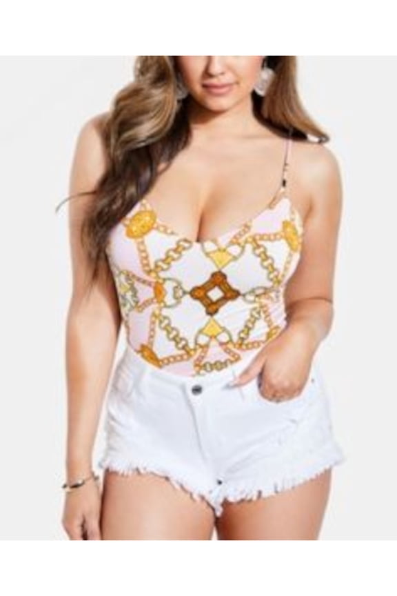 Womens Rae Printed Spaghetti Straps Bodysuit