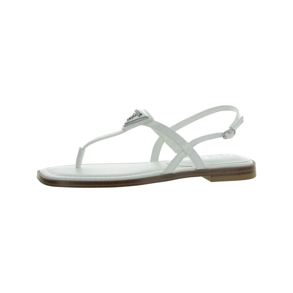 Guess Womens Rainey Faux Leather Logo T-Strap Sandals