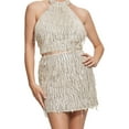 thumbnail image 1 of Guess Womens Mia Fringed Sequined Mini Skirt Pearl Oyster Multi L, 1 of 2