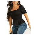 thumbnail image 1 of Guess Womens Smocked Pleated Peplum Top, 1 of 3
