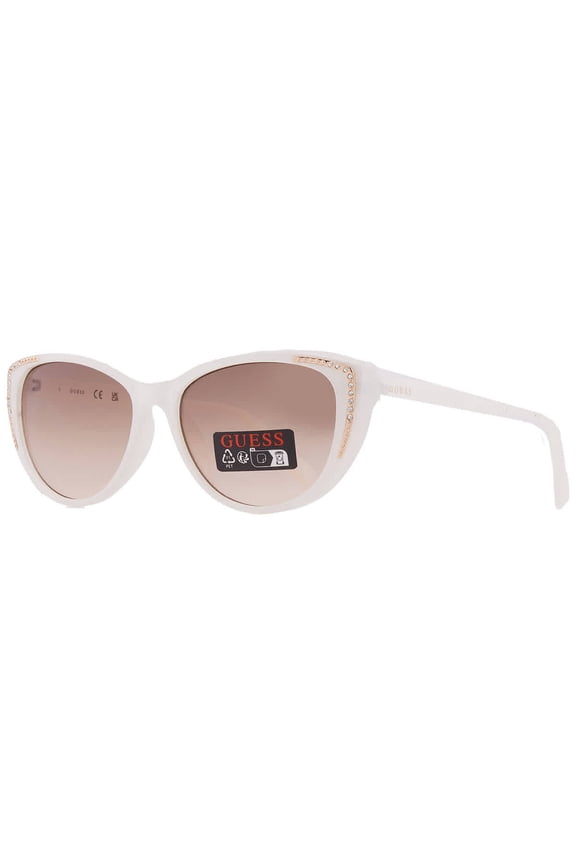 Womens White Cat Eye Plastic Sunglass, Brown Gradient Lens GO00006 21F