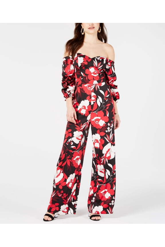 Zooey Printed Off The Shoulder Jumpsuit Fushion Floral Black 4