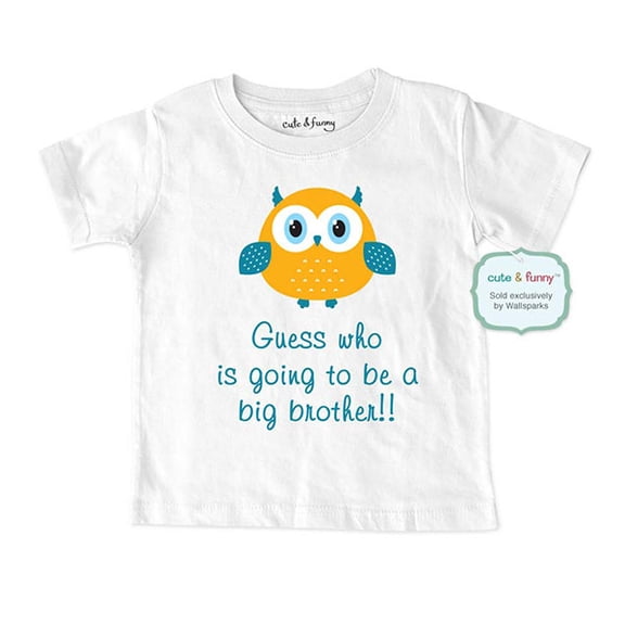 Guess who is going to be a Big Brother - wallsparks cute & funny Brand - Soft Infant & Toddler Shirt for Boys - Surprise Baby birth Pregnancy announcement
