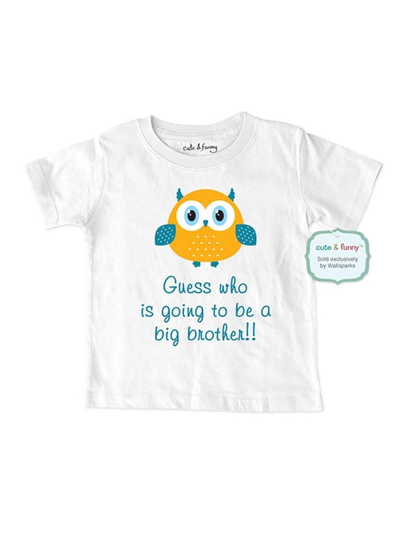 Guess who is going to be a Big Brother - wallsparks cute & funny Brand - Soft Infant & Toddler Shirt for Boys - Surprise Baby birth Pregnancy announcement