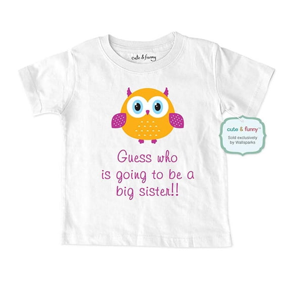 Guess who is going to be a Big Sister - wallsparks cute & funny Brand - Soft Infant & Toddler Shirt for Girls - Surprise Baby birth Pregnancy announcement
