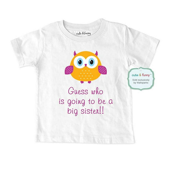 Guess who is going to be a Big Sister - wallsparks cute & funny Brand - Soft Infant & Toddler Shirt for Girls - Surprise Baby birth Pregnancy announcement
